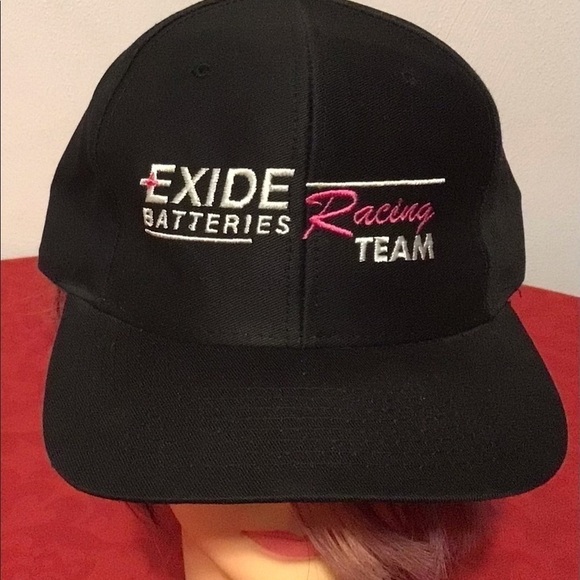VINTAGE Exide Batteries Racing Team Snapback Trucker Hat Baseball Cap Black New! - Picture 2 of 6